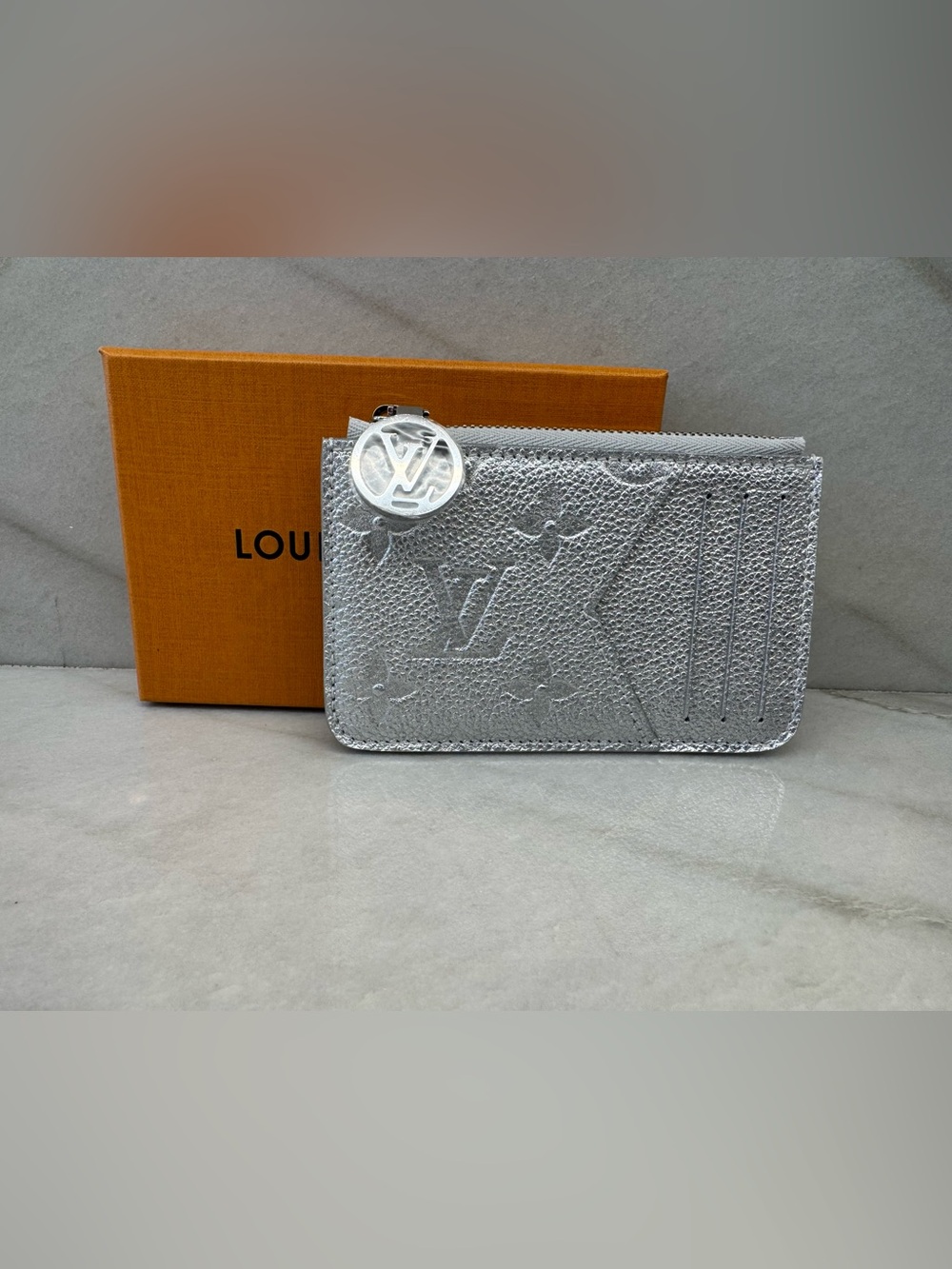 Louis Vuitton Romy Metallic Silver Empreinte Card Holder